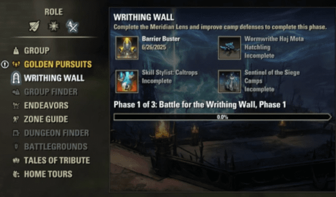 Progress meter for the Writhing Wall Event