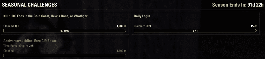 Tamriel Tome Seasonal Challenges